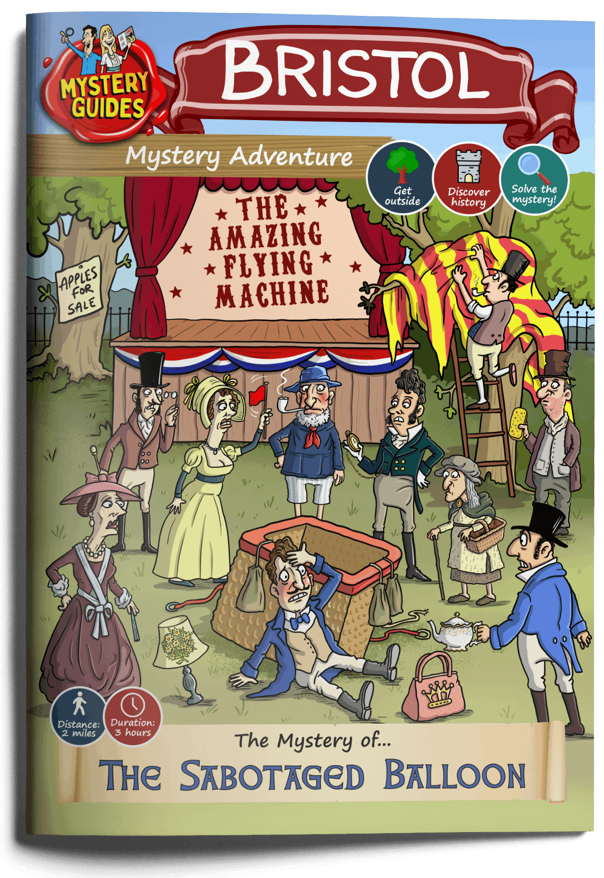 Bristol Treasure Hunt booklet with colourful city adventure illustration and puzzle trail theme, best gift under £20, best Secret Santa, best gift for parents