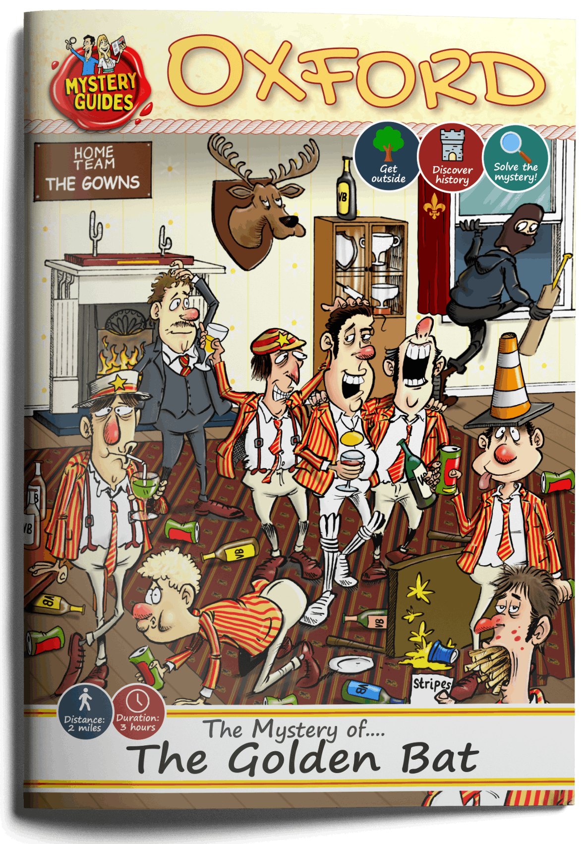 Oxford Treasure Hunt booklet cover with illustrated university city mystery adventure design, best gift under £20, best Secret Santa, best gift for parents