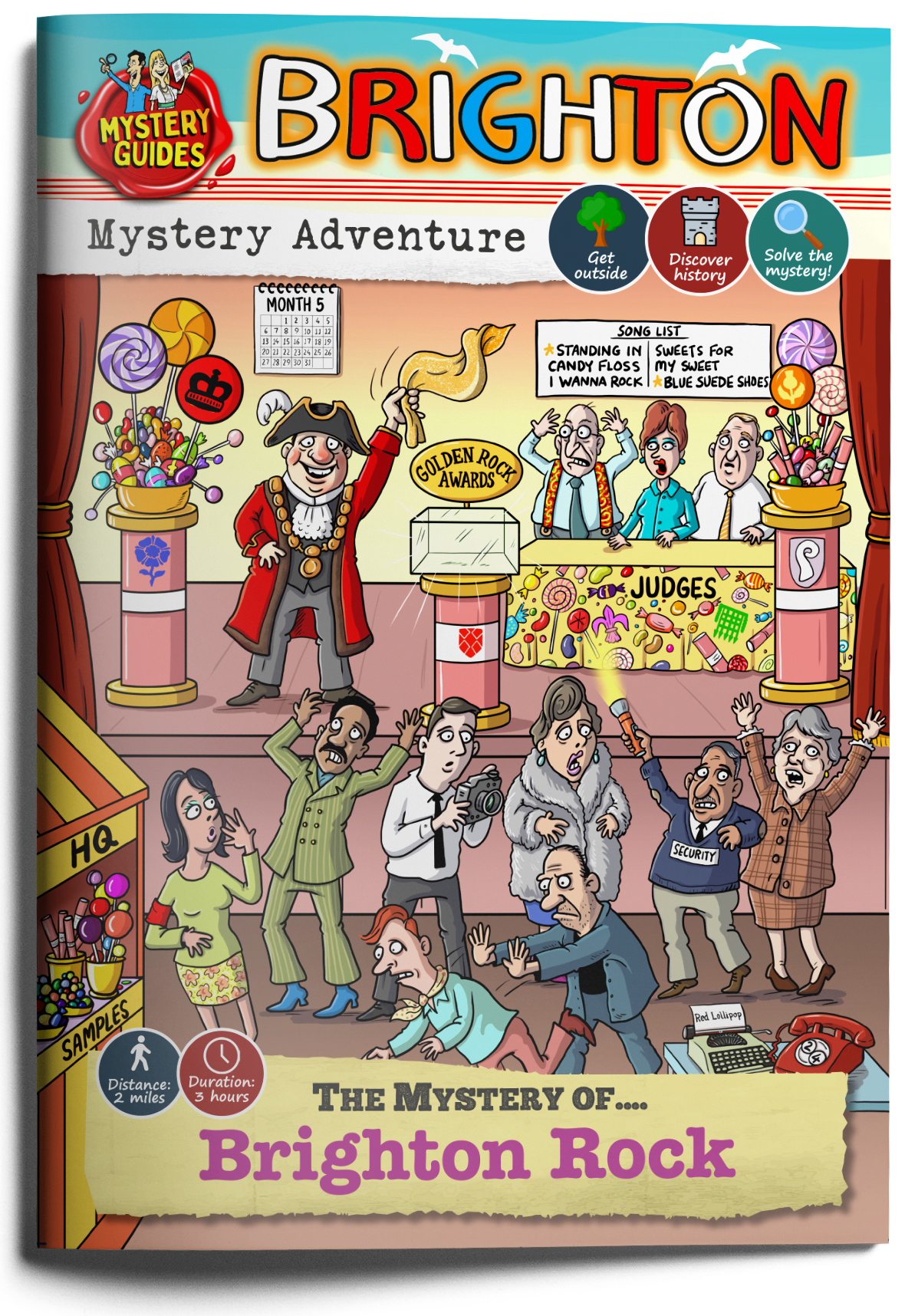 Mystery Guides Treasure Hunt — clue booklet displayed in creative illustrated layout — solve the mystery games, adventure trail, treasure hunt UK.